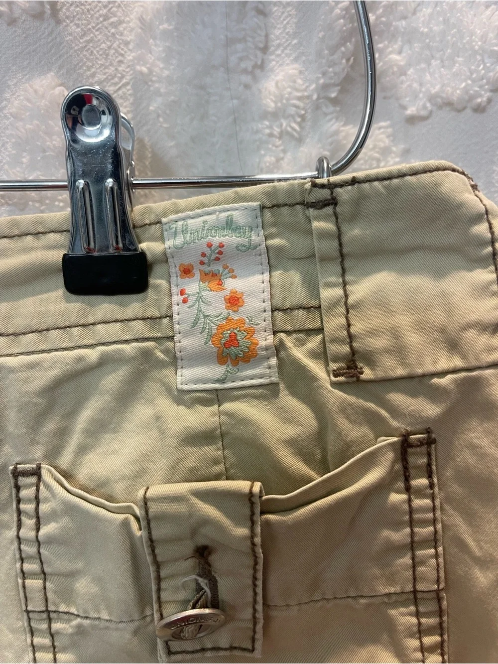Y2K Union Bay tan & cream 100% cotton cargo mini shorts